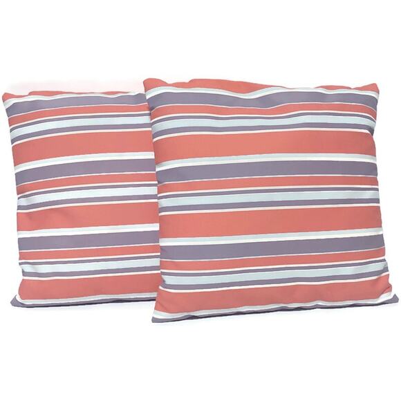 Accent Throw Pillows Orange Purple Blue 14" x 14" Set of 2 Indoor Outdoor - Picture 1 of 5